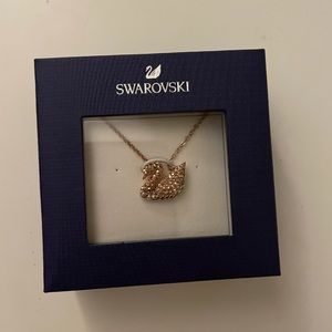 New Authentic Swarovski Rose Gold Swan necklace